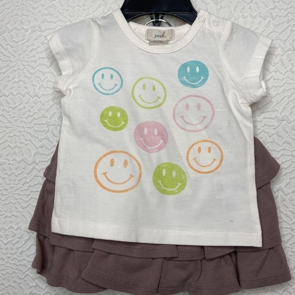 Peek Off-White Shirt and Skirt Spring Fashion 2 Piece Set Size 3-6 Months NWT - Picture 5 of 9